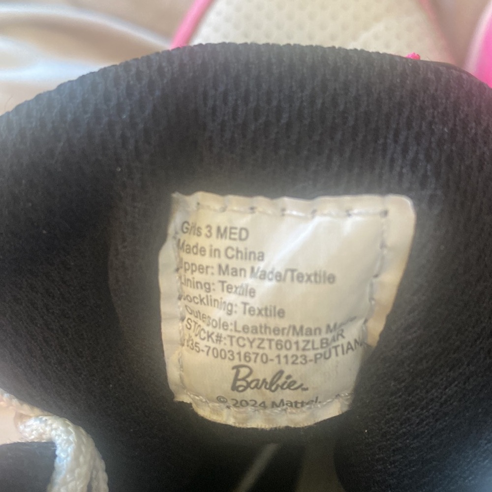 - 🎀 Barbie Mattel Girls High top Sneakers Size 3 Pink - Picture 7 of 10